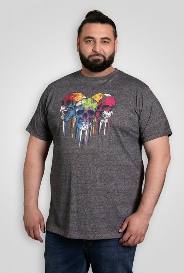 D555 Coalville T-Shirt Skulls with Colored Drips Navy Twist - Pólók - Nagyméretű pólók - 2XL-14XL