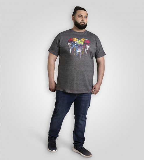 D555 Coalville T-Shirt Skulls with Colored Drips Navy Twist - Pólók - Nagyméretű pólók - 2XL-14XL