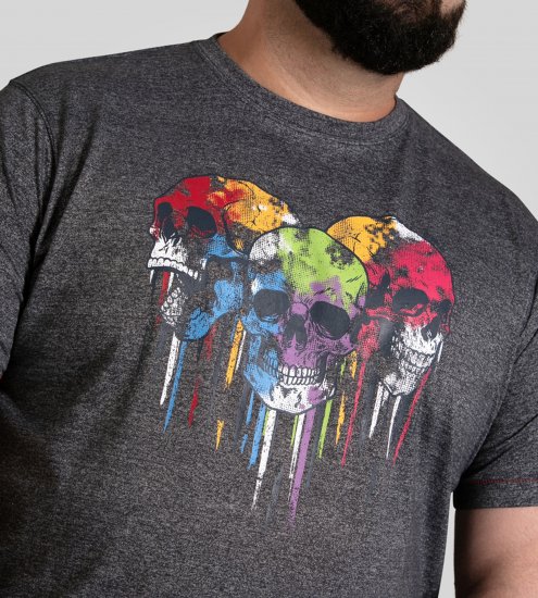 D555 Coalville T-Shirt Skulls with Colored Drips Navy Twist - Pólók - Nagyméretű pólók - 2XL-14XL
