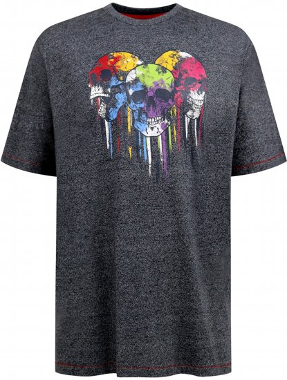 D555 Coalville T-Shirt Skulls with Colored Drips Navy Twist - Pólók - Nagyméretű pólók - 2XL-14XL