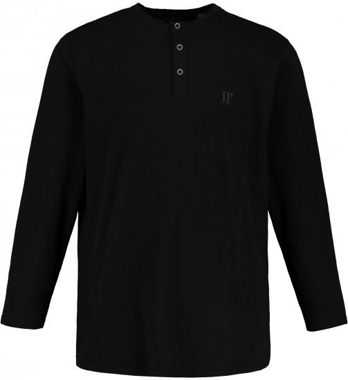 JP1880 Henley T-Shirt Long Sleeve Black TALL - FÉRFIRUHÁZAT MT-6XLT - TALL-méretek