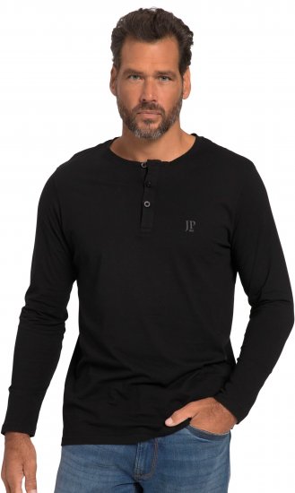 JP1880 Henley T-Shirt Long Sleeve Black TALL - FÉRFIRUHÁZAT MT-6XLT - TALL-méretek
