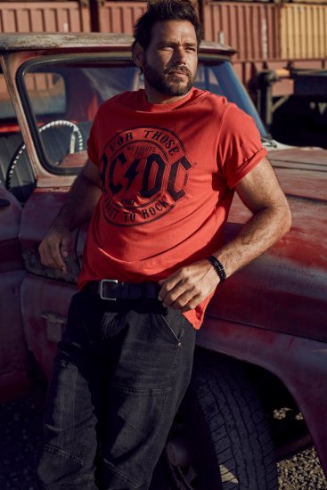 JP1880 AC/DC T-Shirt Rust Red - Zenekaros pólók - 