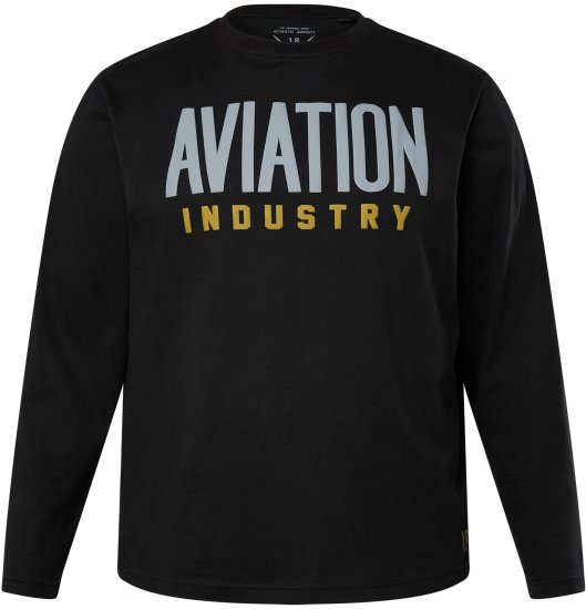JP1880 T-Shirt Long Sleeve Aviation Black TALL - FÉRFIRUHÁZAT MT-6XLT - TALL-méretek