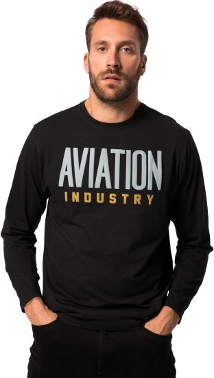 JP1880 T-Shirt Long Sleeve Aviation Black TALL - FÉRFIRUHÁZAT MT-6XLT - TALL-méretek