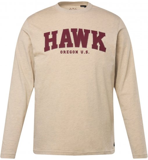 JP1880 T-Shirt Long Sleeve Hawk Off-White TALL - FÉRFIRUHÁZAT MT-6XLT - TALL-méretek