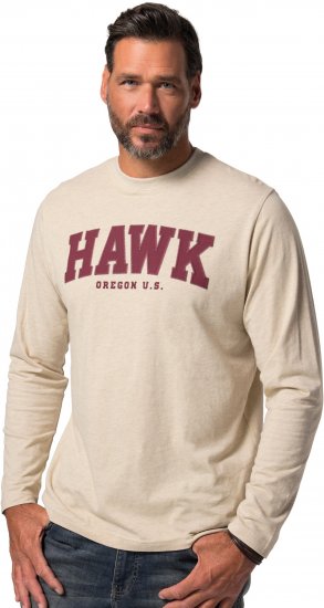 JP1880 T-Shirt Long Sleeve Hawk Off-White TALL - FÉRFIRUHÁZAT MT-6XLT - TALL-méretek