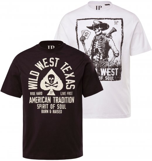 JP1880 T-Shirt 2-Pack Wild West Black And White - Pólók - Nagyméretű pólók - 2XL-14XL