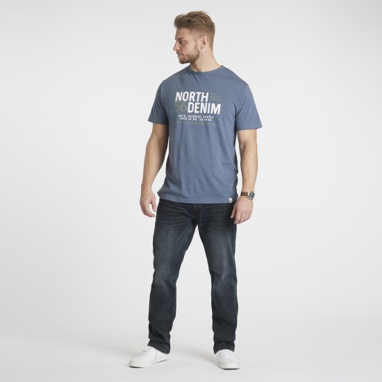 North Latitude Denim Printed T-Shirt Blue Melange TALL - TALL pólók - TALL Pólók