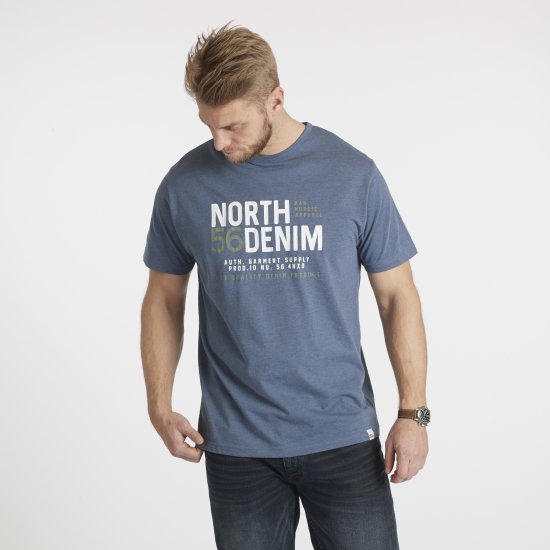 North Latitude Denim Printed T-Shirt Blue Melange TALL - TALL pólók - TALL Pólók