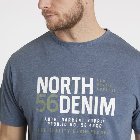 North Latitude Denim Printed T-Shirt Blue Melange TALL - TALL pólók - TALL Pólók
