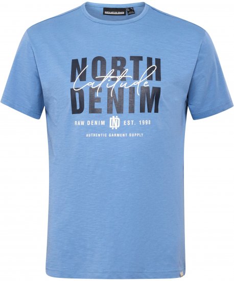 North Latitude Denim Printed Logo T-Shirt Dusty Blue TALL - TALL pólók - TALL Pólók
