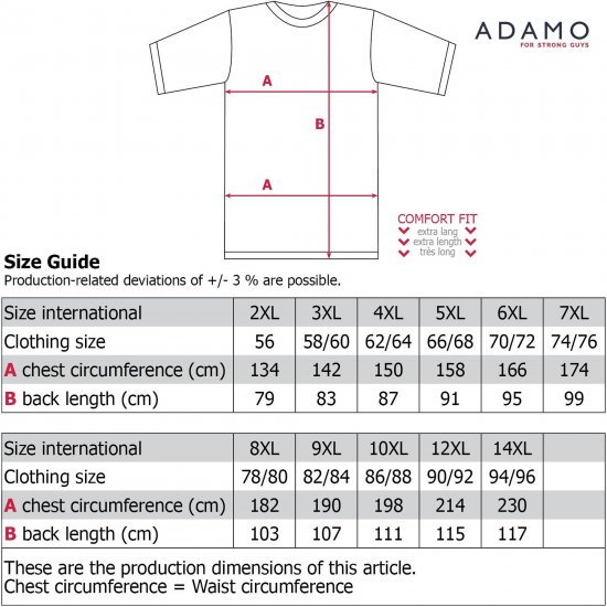 Adamo Motivshirt Comfort Fit College Grey - Pólók - Nagyméretű pólók - 2XL-14XL