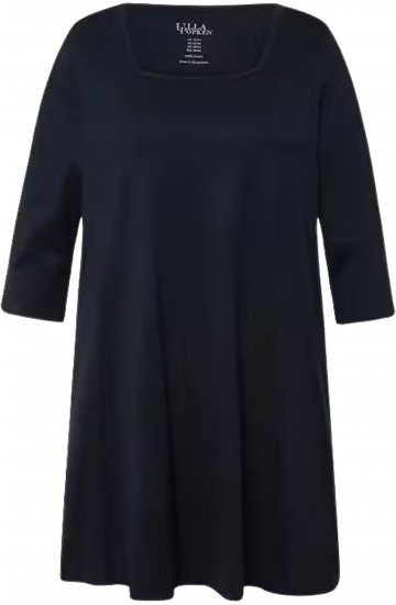 Ulla Popken Square Neckline Knit Swing A-line Pocket Tunic Navy Blue - Pólók - 