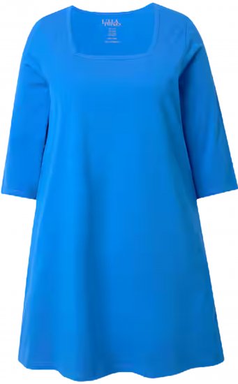 Ulla Popken Square Neckline Knit Swing A-line Pocket Tunic Lapis Blue - Pólók - 