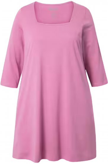 Ulla Popken Square Neckline Knit Swing A-line Pocket Tunic Mauve - Pólók - 