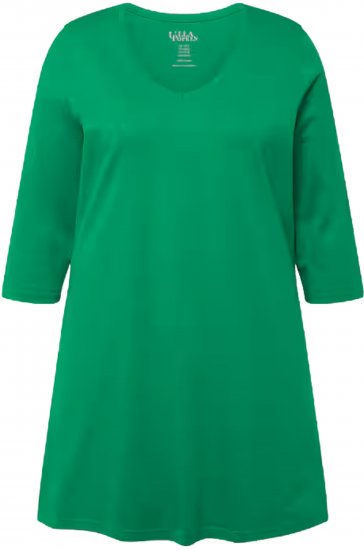 Ulla Popken V-Neck Swing A-line Hem Cotton Knit Tunic Emerald Green - Pólók - 