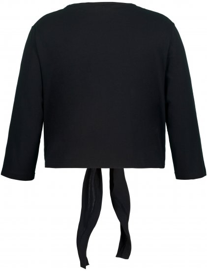 Ulla Popken Versatile Surplice Wrap Tie Hem Bolero Top Black - Pólók - 