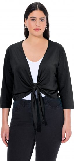 Ulla Popken Versatile Surplice Wrap Tie Hem Bolero Top Black - Pólók - 