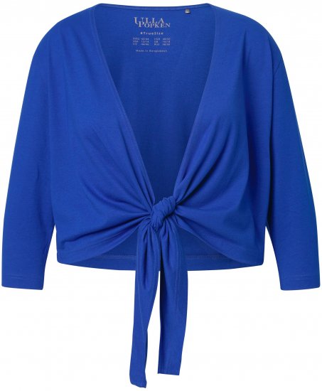 Ulla Popken Versatile Surplice Wrap Tie Hem Bolero Top Cobalt Blue - Pólók - 