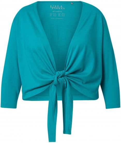 Ulla Popken Versatile Surplice Wrap Tie Hem Bolero Top Teal - Pólók - 
