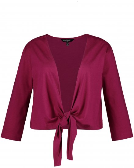 Ulla Popken Versatile Surplice Wrap Tie Hem Bolero Top Magnolia Red - Pólók - 