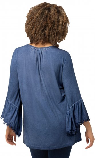Ulla Popken Trumpet Sleeve Cold Dyed Tee Dove Blue - Mintás pólók nőknek - 