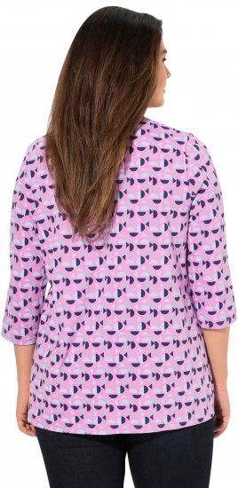 Ulla Popken Geometric Pattern 3/4 Sleeve Tee Amethyst - Mintás pólók nőknek - 