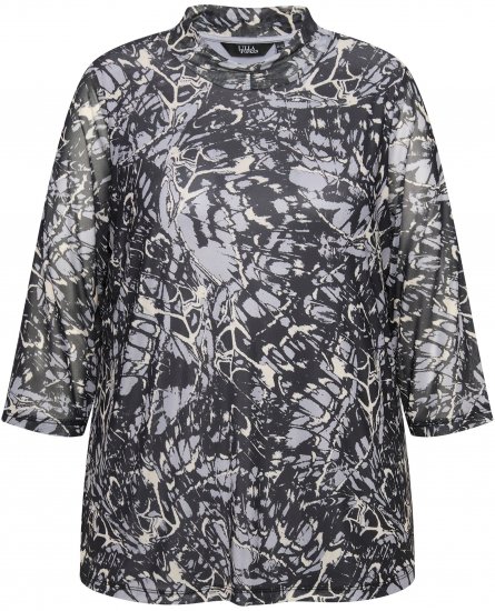 Ulla Popken Mesh Butterfly Wing Layered Tee Black - Pólók - 