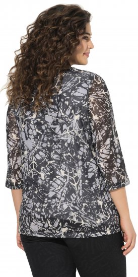 Ulla Popken Mesh Butterfly Wing Layered Tee Black - Pólók - 