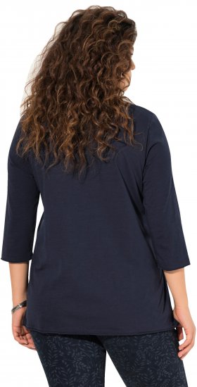 Ulla Popken Peace Love Life 3/4 Sleeve Graphic Tee Navy - Pólók - 