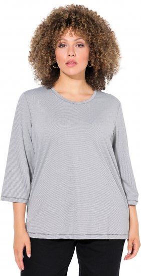 Ulla Popken Decorative Seam Short Sleeve Tee Grey - Pólók - 