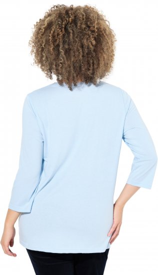 Ulla Popken Country Lettered 3/4 Sleeve Tee Soft Light Blue - Mintás pólók nőknek - 