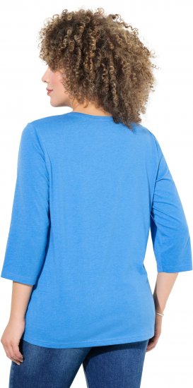 Ulla Popken Country Lettered 3/4 Sleeve Tee Teal Blue - Mintás pólók nőknek - 