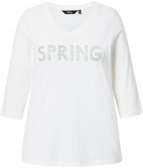 Ulla Popken SPRING Studded 3/4 Sleeve Tee Off-White - Pólók - 