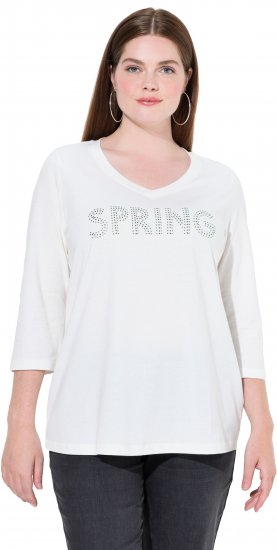 Ulla Popken SPRING Studded 3/4 Sleeve Tee Off-White - Pólók - 