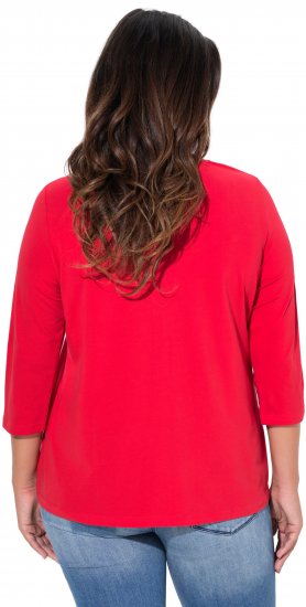 Ulla Popken Floral Graphic V-Neck Tee Lychee - Mintás pólók nőknek - 