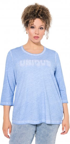 Ulla Popken UNIQUE Embroidered 3/4 Sleeve Tee Light Blue - Pólók - 
