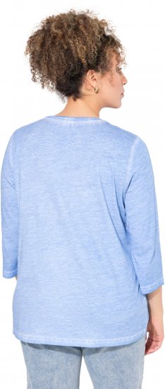 Ulla Popken UNIQUE Embroidered 3/4 Sleeve Tee Light Blue - Pólók - 