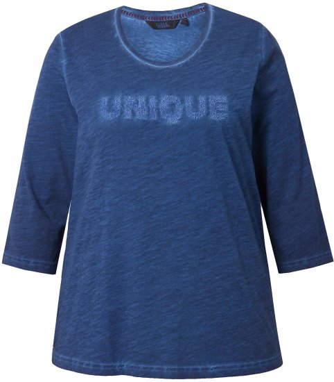 Ulla Popken UNIQUE Embroidered 3/4 Sleeve Tee Ink Blue - Pólók - 
