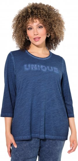 Ulla Popken UNIQUE Embroidered 3/4 Sleeve Tee Ink Blue - Pólók - 