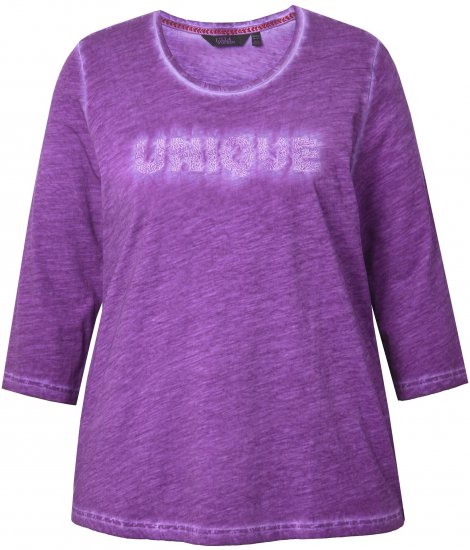 Ulla Popken UNIQUE Embroidered 3/4 Sleeve Tee Purple - Pólók - 