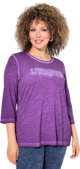 Ulla Popken UNIQUE Embroidered 3/4 Sleeve Tee Purple - Pólók - 