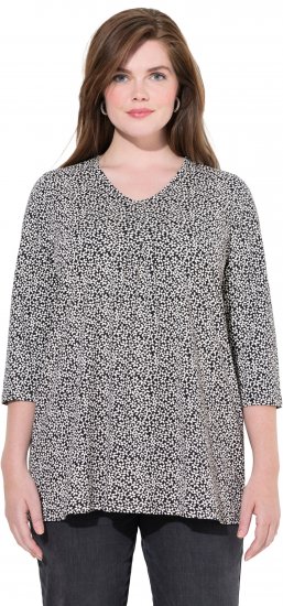 Ulla Popken Floral A-Line 3/4 Sleeve Tee Black - Ulla Popken - 