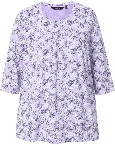 Ulla Popken Graphic Flower A-Line 3/4 Sleeve Tee Lavender - Pólók - 