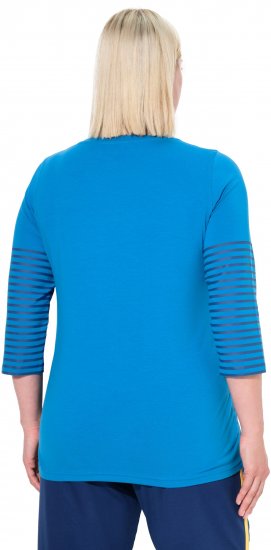 Ulla Popken Paper Boat Print 3/4 Sleeve Tee Pacific Blue - Mintás pólók nőknek - 