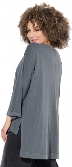 Ulla Popken 87 Applique Oversized Long Sleeve Tee Graphite Grey - Pólók - 