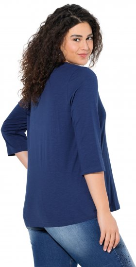 Ulla Popken Rebel 3/4 Sleeve Graphic Tee Ink Blue - Pólók - 