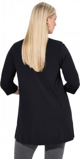 Ulla Popken Ho Ho Ho 3/4 Sleeve Graphic Tunic Tee Black - Pólók - 