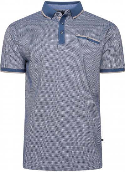 Kam Jeans 5525 Raised Dobby Fabric Polo with Tipping Indigo - Pólóingek - Galléros Pólók 2XL-8XL - Pólóingek 2XL-8XL